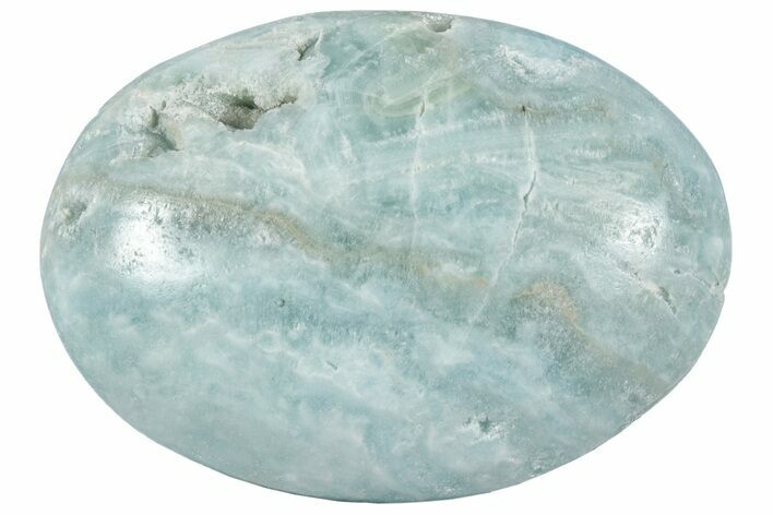 Polished Blue Caribbean Calcite Pocket Stone #221340